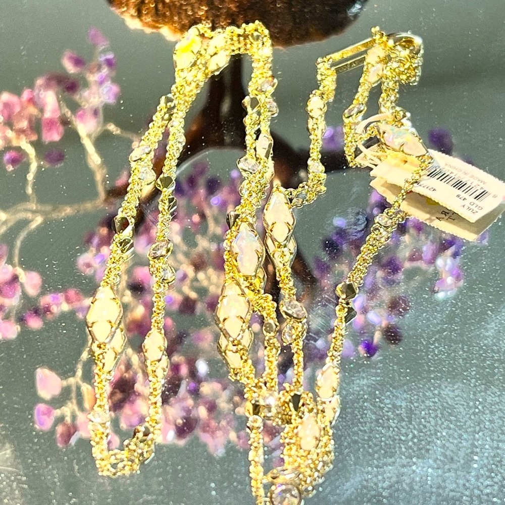 NWT Rare & Retired Kendra Scott Zuly Necklace 40” Iridescent Dichroic Crystal CZ - Picture 7 of 11